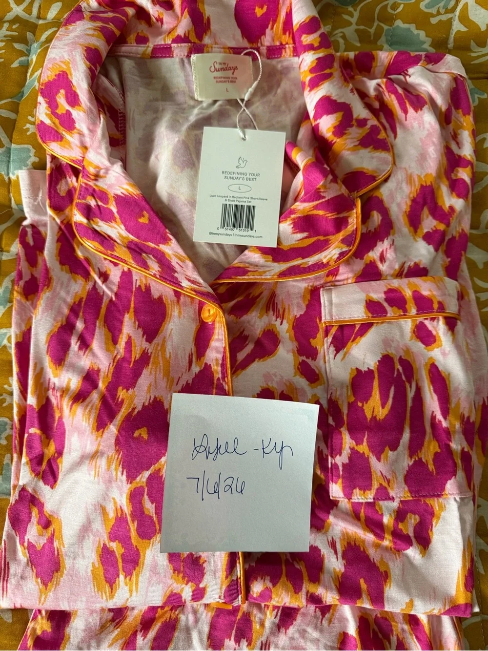 In My Sundays Mallory Ervin Pink & Yellow Leopard Print Short Pajama Set